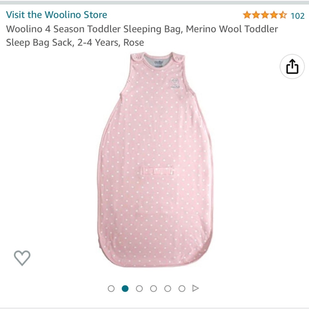 Woolino 4 Season Merino Wool Toddler Sleep Sack, 2-4 Years, Rose